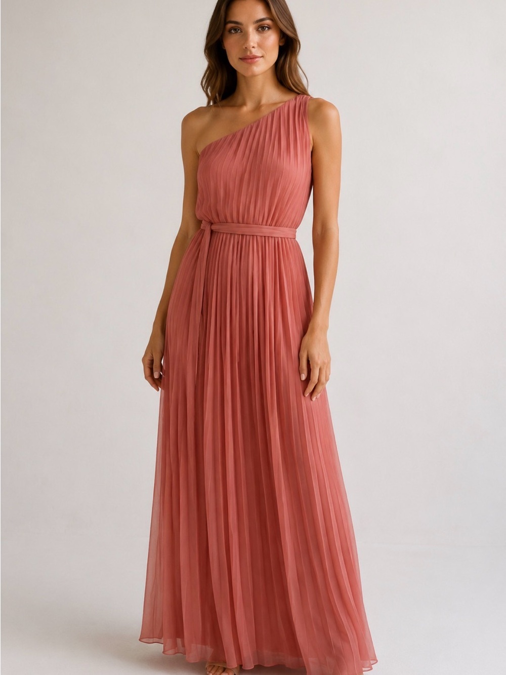 Elegant Pink One-Shoulder Dress